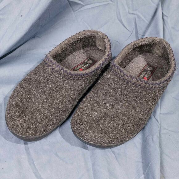 Haflinger Shoes Mens 8 Womens 10 Gray Wool Felt Slippers German Comfort Clog 41 - Picture 1 of 5